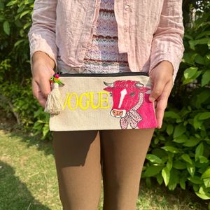 Unique Vogue Cow Pouch with parrot tassel