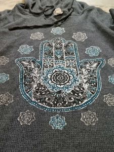 Stylish Grey Hamsa Hand Hoodie