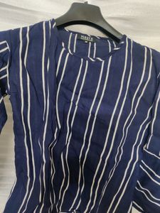 Navy Blue White Stripes Top