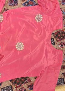 Vibrant Pink satin crepe used salwar suit