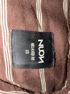 Westside Men's Brown Striped Short Sleeve Shirt