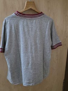 Grey Striped Collar T-Shirt