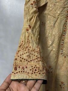 Elegant Cream Embroidered Kurti set