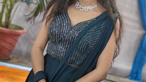 Teal Sequin Embellished Lehenga