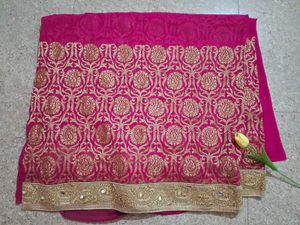 Rani Pink Banarasi Saree With Heavy Work