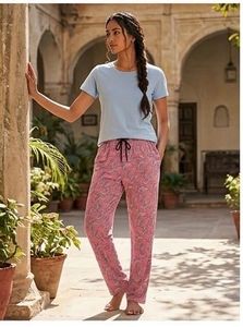 Comfortable Pink Bird Print Palazzo Pants