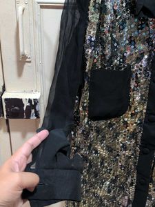 Sparkly Sequin Long Sleeve Shirt Dress