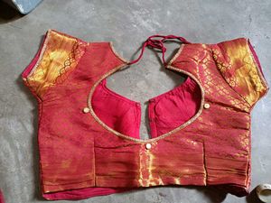 yellow &amp; red banarasi Saree with ready Blouse