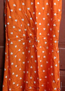 Orange Heart Print Sleeveless Dress