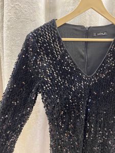 Sparkling Black Sequin Mini Dress