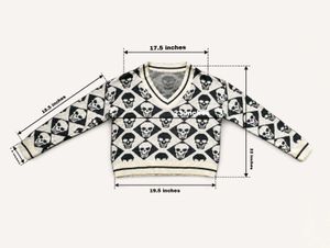 SKULL PATTERN V-NECK KNIT SWEATER