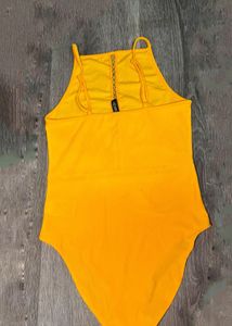 Yellow cut-out Details bodysuit