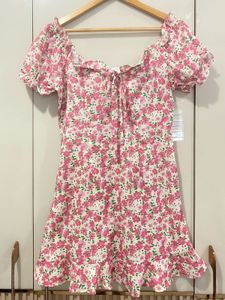 Floral Print Puff Sleeve Mini Dress