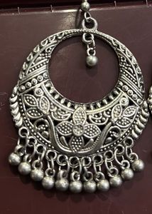 Boho Oxidized Silver Jhumka Earrings