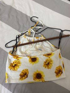 Sunflower Print Halter Top