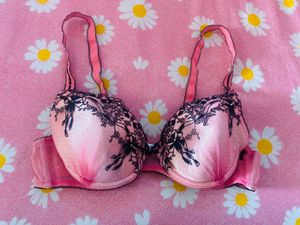 Lace Trimmed Pink Bra