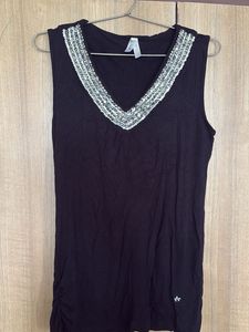 Black Sleeveless Top with Sequins