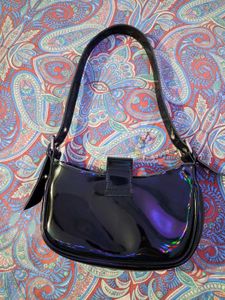 Y2K Black Patent Western Bag