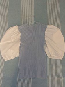 Chic Puff Sleeve Ribbed Top