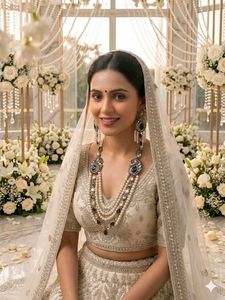 Stunning Pearl & Blue Stone Jewellery Set