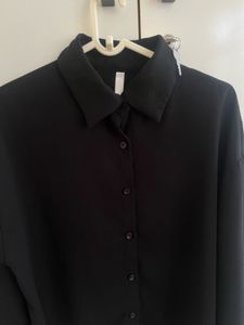 oversized Classic Black Button-Up Shirt