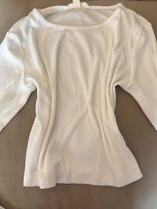 White Ribbed Long Sleeve Top By H&M