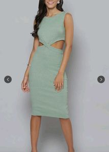 Women's Cut-Out Ribbed Midi Dress