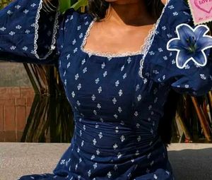 Elegant Navy Blue Printed Kurta