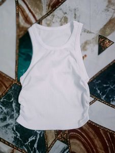 White Ruched Tank Top