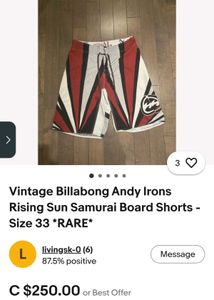 Billabong Rising Sun Samurai Board shorts (Rare)