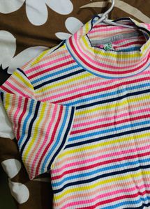 Striped Mock Neck Top