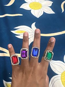 Sparkling Gemstone Statement Rings Set