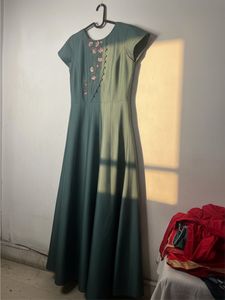 Elegant Teal Embroidered Anarkali Gown