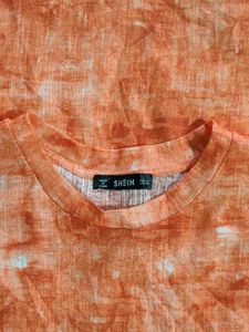Unisex Shein Orange Abstract Print T-Shirt