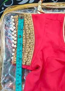 party wear  Gold pink  Saree with Embellished Bord