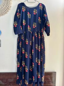 Navy Blue Nyra Cut Suit Palazzo set &amp; Lace chunni