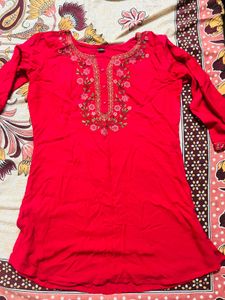 Beautiful Red Embroidered Kurta