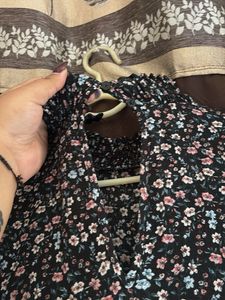 Floral Print Mock Neck Dress
