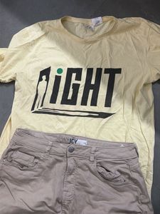 Yellow Graphic T-Shirt &amp; Tan Skirt Set