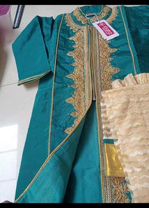 Girls Teal Embroidered Lehenga Choli Set
