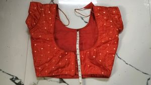 Orange Mirror Work Blouse