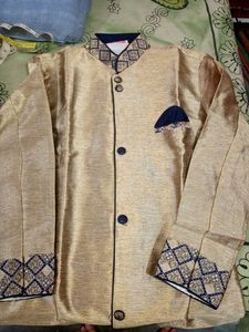 Boys' Sherwani Set - Gold &amp; Navy