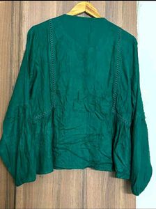 Emerald Green V-Neck Long Sleeve Top