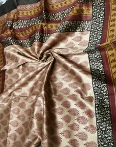 Elegant Hand Block Tussar Silk Saree with Blouse