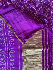 Bandhani Pure Gazi Silk Saree With Blouse
