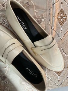 Cream Patent Leather Loafers