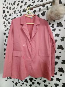 Stylish Pink Double-Breasted Blazer