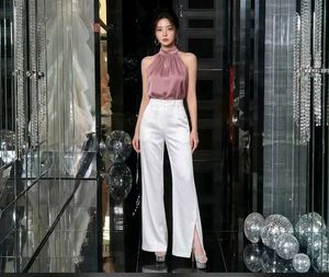 Elegant luxury Halter Neck Satin Top✨