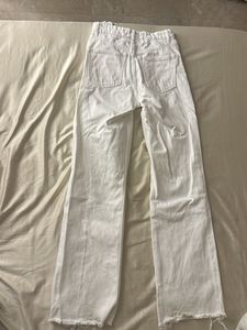 White Ripped Wide Leg Jeans