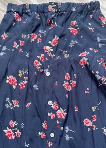 Floral Print Button-Up Midi Skirt